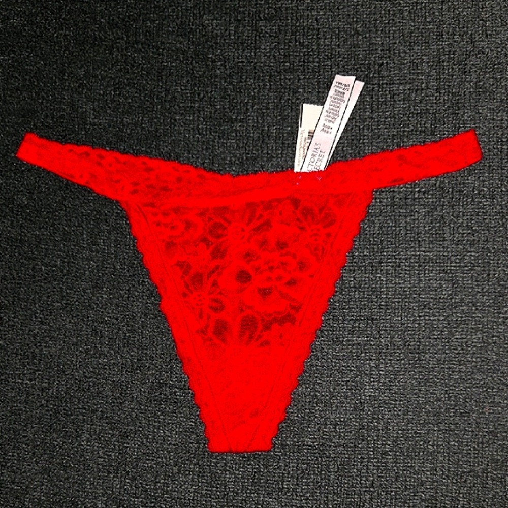 Victoria's Secret Red Lace  String Thong Panties